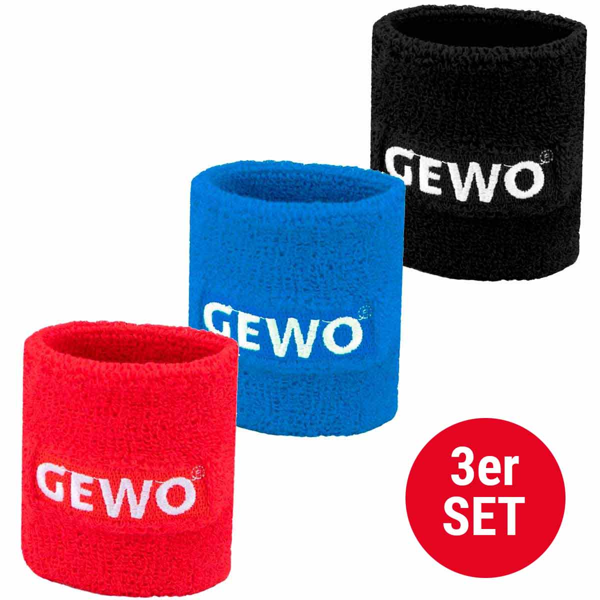 Gewo Set 3 x Banda para Sudor roja/azul/negra