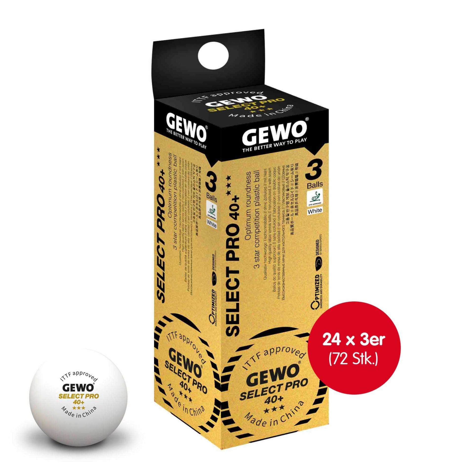 Gewo Pelotas Select Pro 40+***Caja de 24x3 blancas