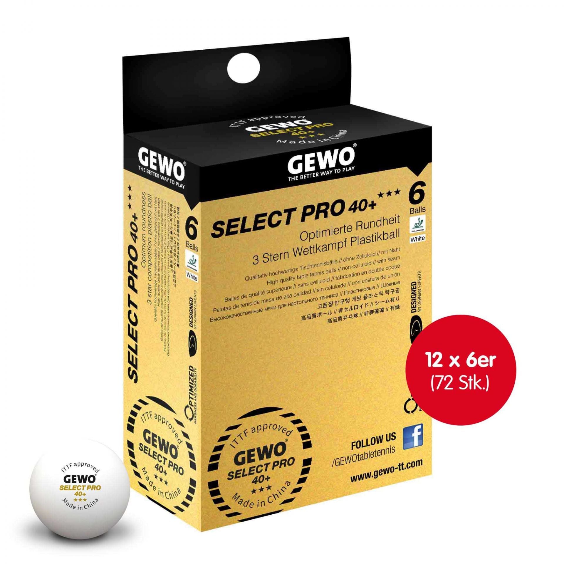 Gewo Pelotas Select Pro 40+***Caja de 12x6 blancas