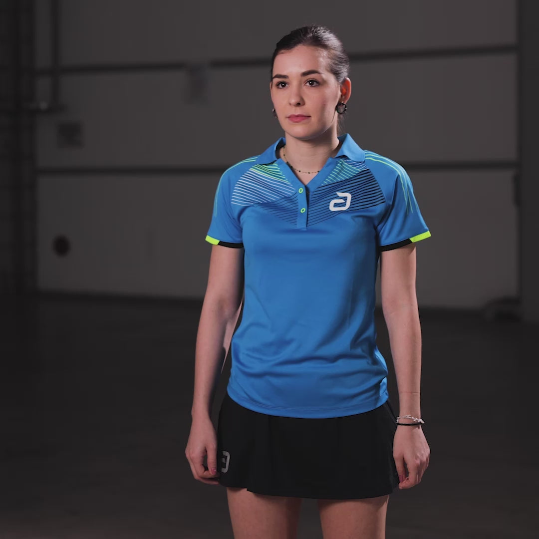 Cargar video: Camiseta Andro Avos Mujer azul/amarillo